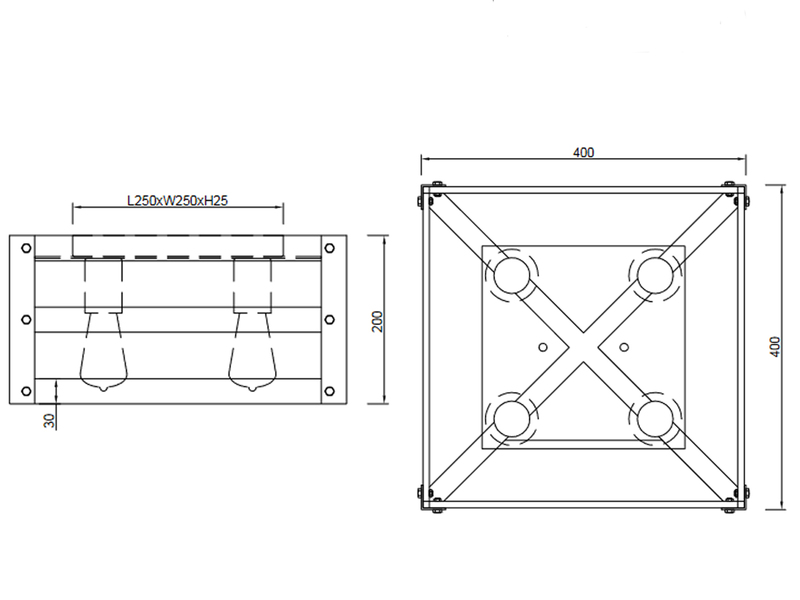 Vintage LED Deckenlampe mit Echtholz Lampenschirm, Quadrat 40cm