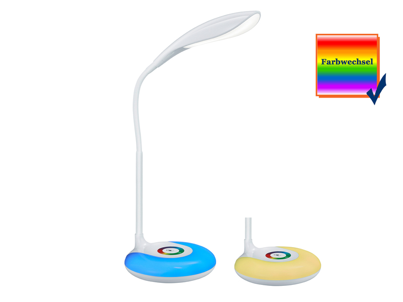 Flex Schreibtischleuchte KRAIT Weiß dimmbar USB Anschluß + RGB Farbwechsler