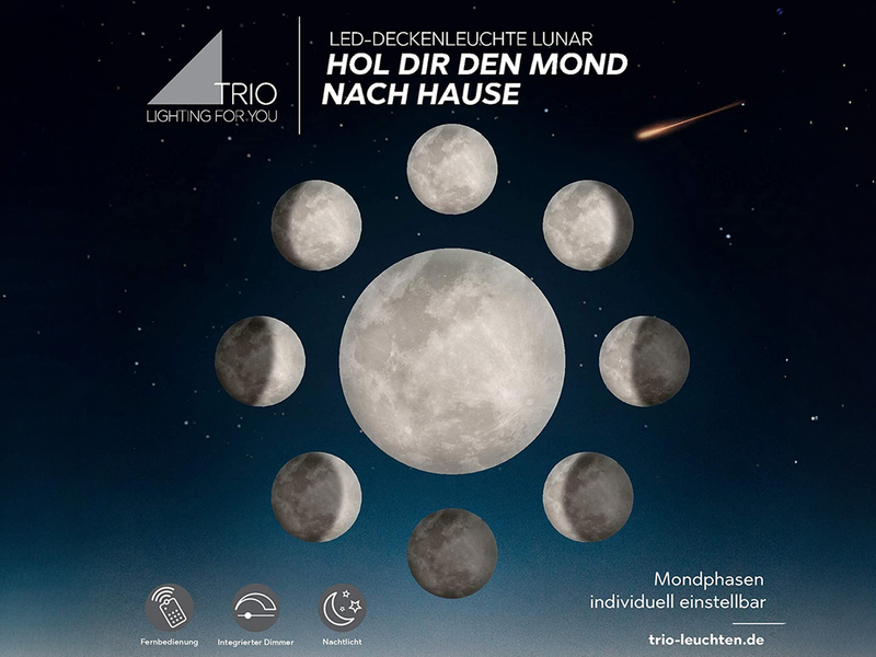 Große LED Deckenleuchte LUNAR mit Fernbedienung, Mondphasen einstellbar Ø 60cm