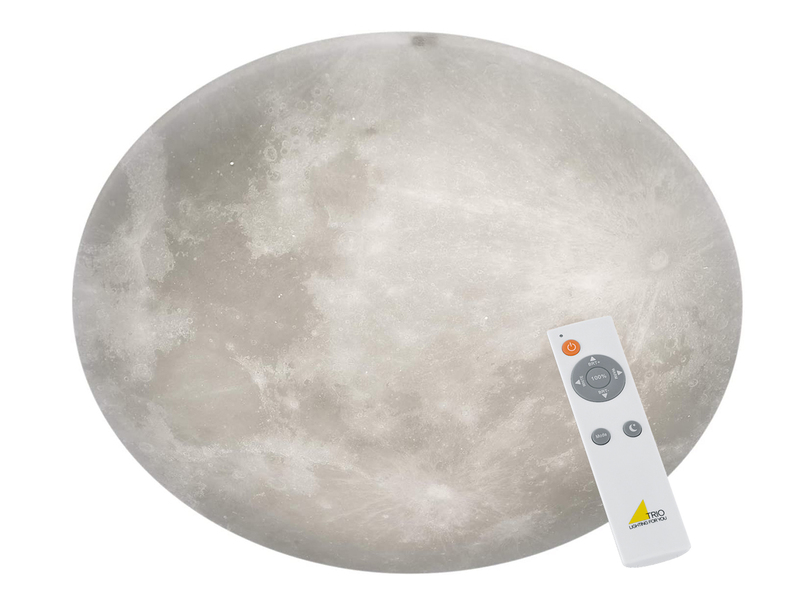 Dimmbare LED Deckenleuchte LUNAR mit Nachtlicht, Mondphasen Fernbedienung Ø 60cm