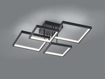 Viereckige LED Deckenleuchte SORRENTO mit ausgefallenem Design in Schwarz