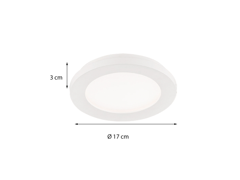 Kleine LED Deckenleuchte CAMILLUS flache Badezimmerlampe dimmbar Ø17cm Weiß IP44