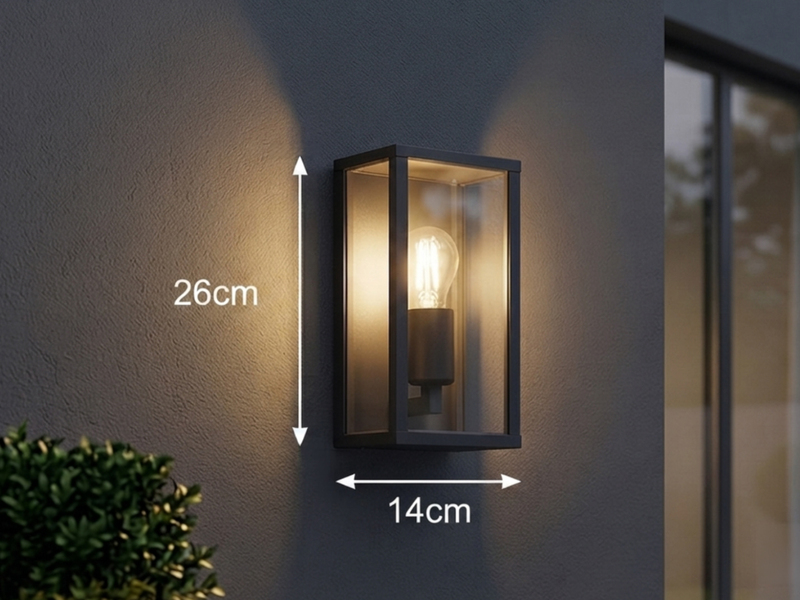 Moderne LED Außenwandleuchte in Anthrazit mit Glas, Höhe 26cm