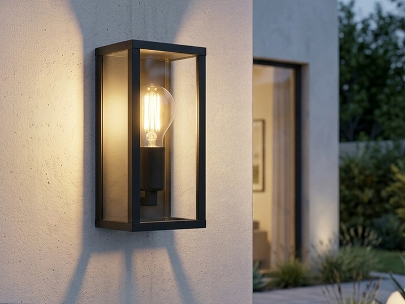 Moderne LED Außenwandleuchte in Anthrazit mit Glas, Höhe 26cm