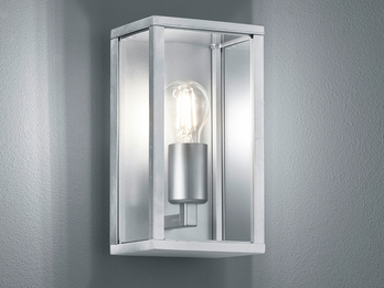 Moderne eckige LED Außenwandleuchte in Silber Zinkfarben - Fassadenbeleuchtung