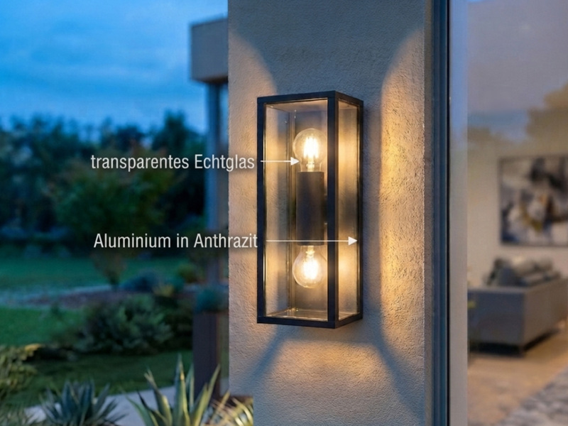 LED Außenwandleuchte Up & Down in Anthrazit mit Glas, Höhe 38cm