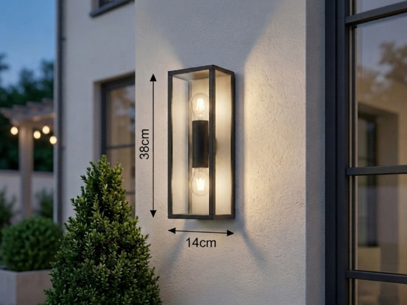 LED Außenwandleuchte Up & Down in Anthrazit mit Glas, Höhe 38cm