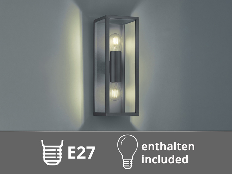 LED Außenwandleuchte Up & Down in Anthrazit mit Glas, Höhe 38cm