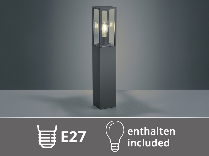 Moderne LED Pollerleuchte in Anthrazit mit Glas, Höhe 80cm