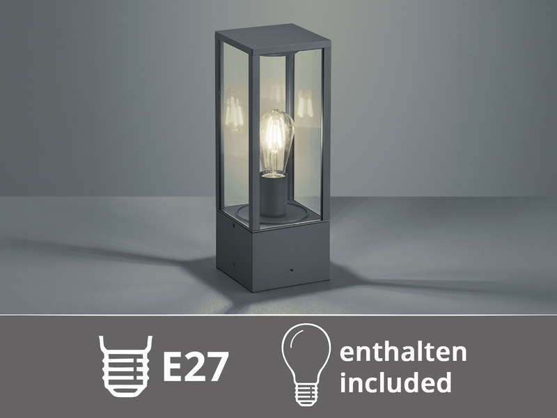 Moderne LED Sockelleuchte in Anthrazit mit Glas, Höhe 40cm