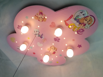 LED Deckenleuchte Rosa - Zugschalter für Schlummerlicht Wolkenlampe Super Hunde