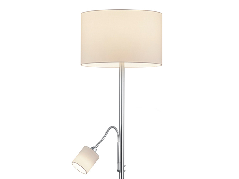 Große Stehlampe mit Leselampe, LED dimmbar, Stoffschirm Weiß, Höhe 170cm