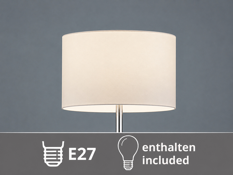 Große Stehlampe mit Leselampe, LED dimmbar, Stoffschirm Weiß, Höhe 170cm