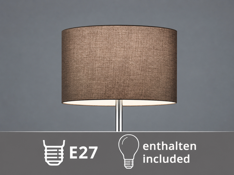 Große Stehlampe mit Leselampe, LED dimmbar, Stoffschirm Grau, Höhe 170cm