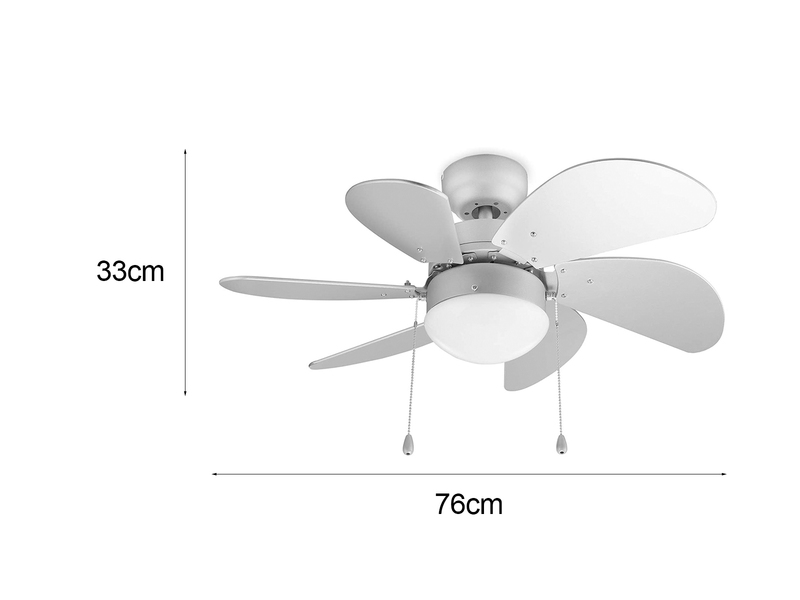 Deckenventilator mit Licht & Zugschalter, 3 Stufen Winterbetrieb Ø76cm