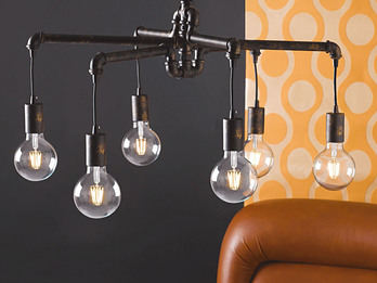 Kronleuchter AMARCORD 6-flammig Wasserrohr Optik Rost, Ø 71cm