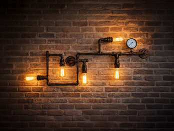 LED Wandleuchte 5-flammig in Wasserrohr Optik, Rost, Breite 109cm