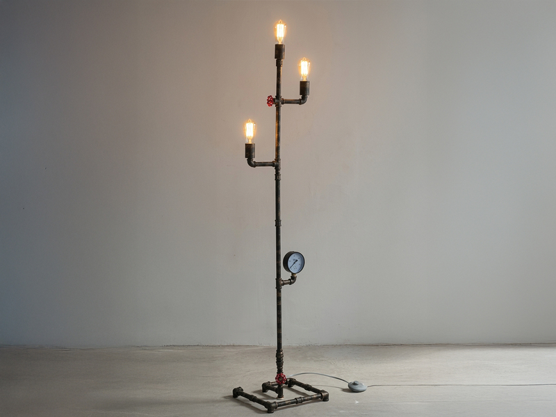 LED Stehlampe 3-flammig in Wasserrohr Optik Rost, Höhe 159cm