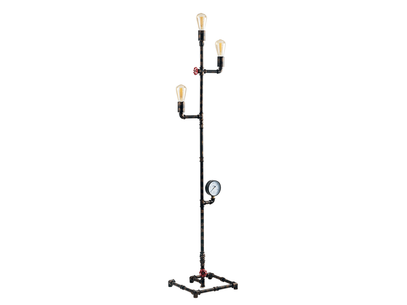 LED Stehlampe 3-flammig in Wasserrohr Optik Rost, Höhe 159cm