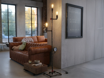 LED Stehlampe 3-flammig in Wasserrohr Optik Rost, Höhe 159cm