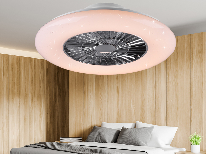 Deckenleuchte VISBY mit Ventilator, Fernbedienung & Nachtlicht Ø 59cm