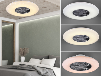 Deckenleuchte VISBY mit Ventilator, Fernbedienung & Nachtlicht Ø 59cm