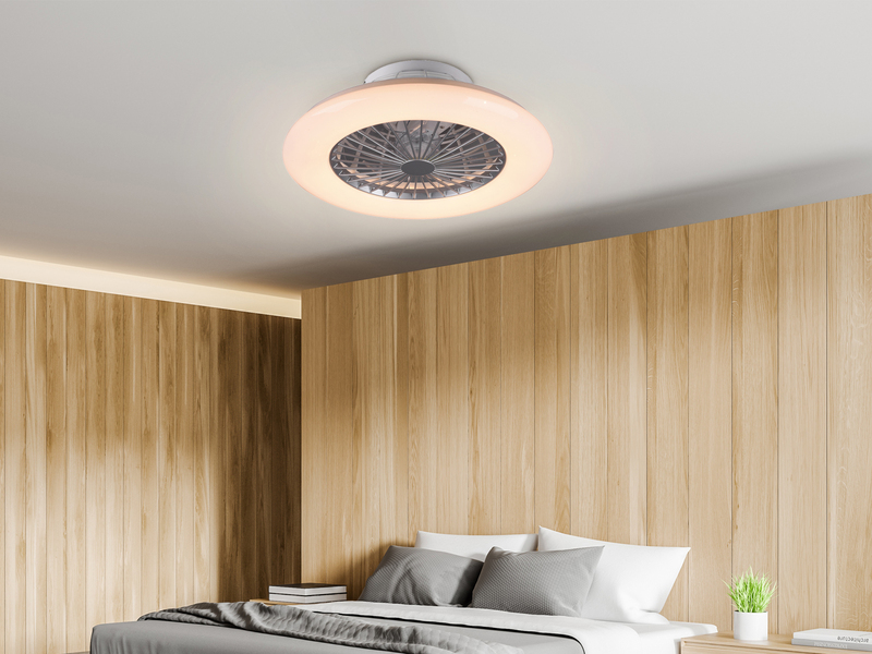 LED Deckenleuchte STRALSUND mit Ventilator, Fernbedienung & Tageslicht Ø 49cm