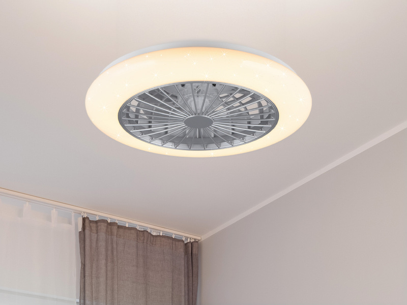 LED Deckenleuchte STRALSUND mit Ventilator, Fernbedienung & Tageslicht Ø 49cm