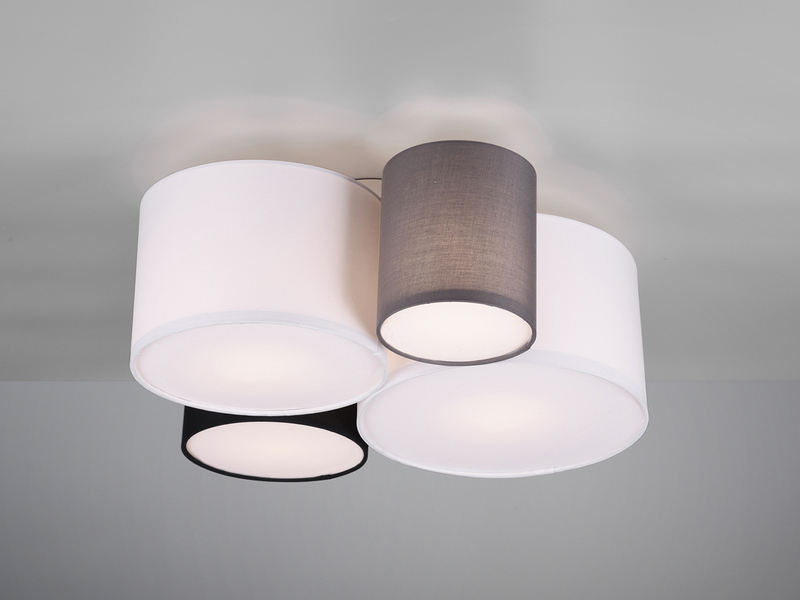 Deckenleuchte HOTEL 4-flammig, Stoff Lampenschirme mehrfarbig, Breite 50cm