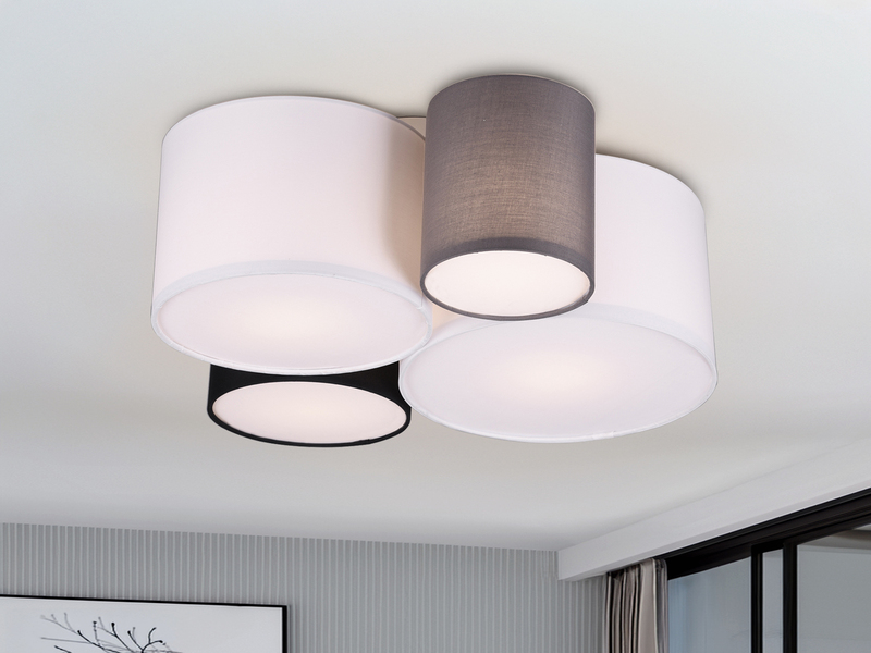 Deckenleuchte HOTEL 4-flammig, Stoff Lampenschirme mehrfarbig, Breite 50cm