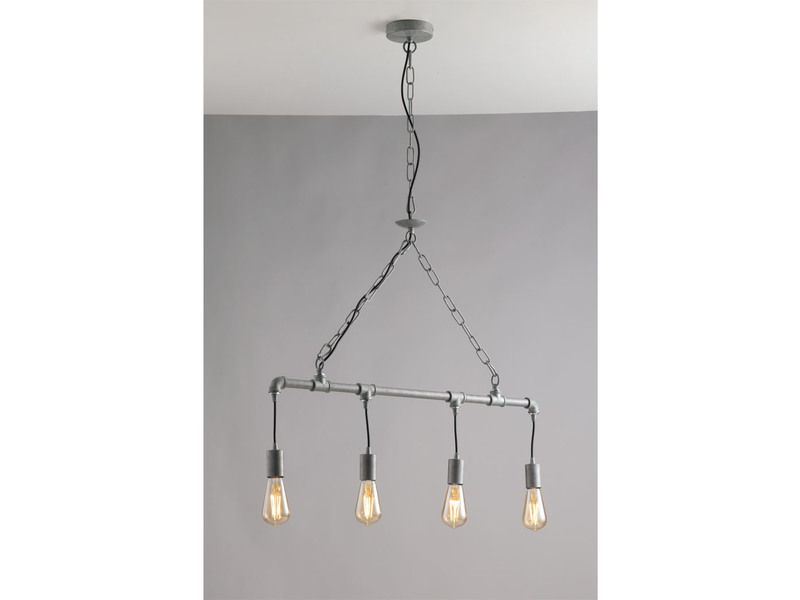 Pendelleuchte AMARCORD 4-flammig Grau Antik Industrial, Breite 86cm