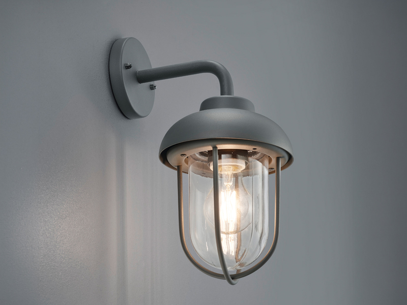 Industrial Außenwandleuchte DUERO E27 Laterne in Anthrazit, Höhe 33cm
