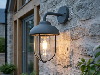 Industrial Außenwandleuchte DUERO E27 Laterne in Anthrazit, Höhe 33cm