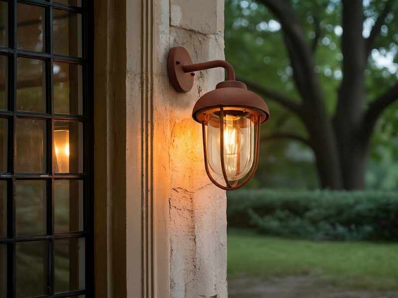 Industrial Außenwandleuchte Laterne in Rostoptik mit E27 LED, Höhe 33cm