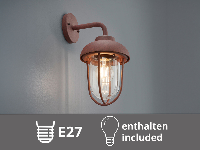 Industrial Außenwandleuchte Laterne in Rostoptik mit E27 LED, Höhe 33cm