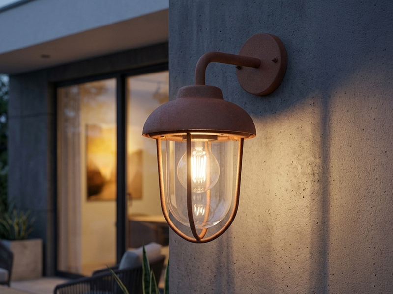 Industrial Außenwandleuchte Laterne in Rostoptik mit E27 LED, Höhe 33cm
