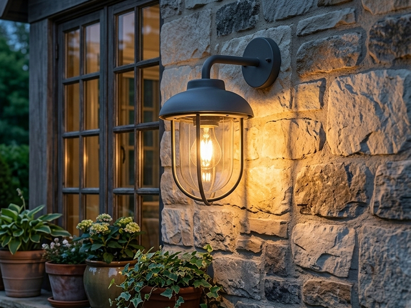 Industrial Außenwandleuchte Laterne in Anthrazit mit E27 LED, Höhe 33cm
