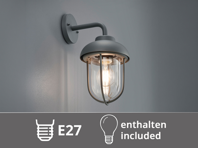 Industrial Außenwandleuchte Laterne in Anthrazit mit E27 LED, Höhe 33cm