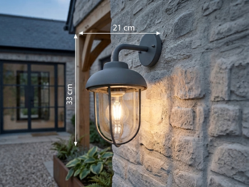 Industrial Außenwandleuchte Laterne in Anthrazit mit E27 LED, Höhe 33cm