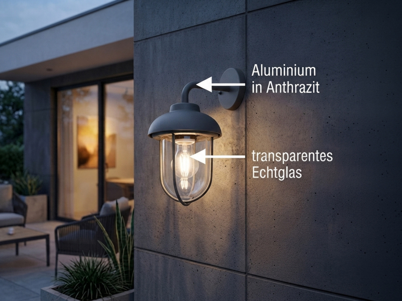 Industrial Außenwandleuchte Laterne in Anthrazit mit E27 LED, Höhe 33cm