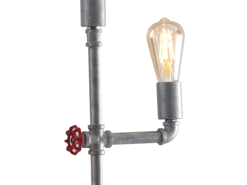 LED Stehlampe 3-flammig Wasserrohr Optik in Grau antik, Höhe 159cm
