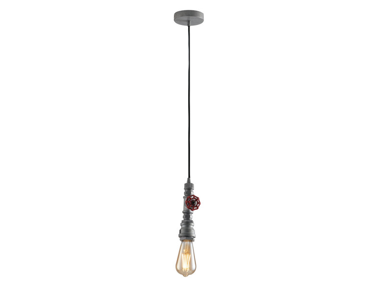 LED Pendelleuchte in Industrial Wasserrohr Optik Grau Antik, Höhe 120cm