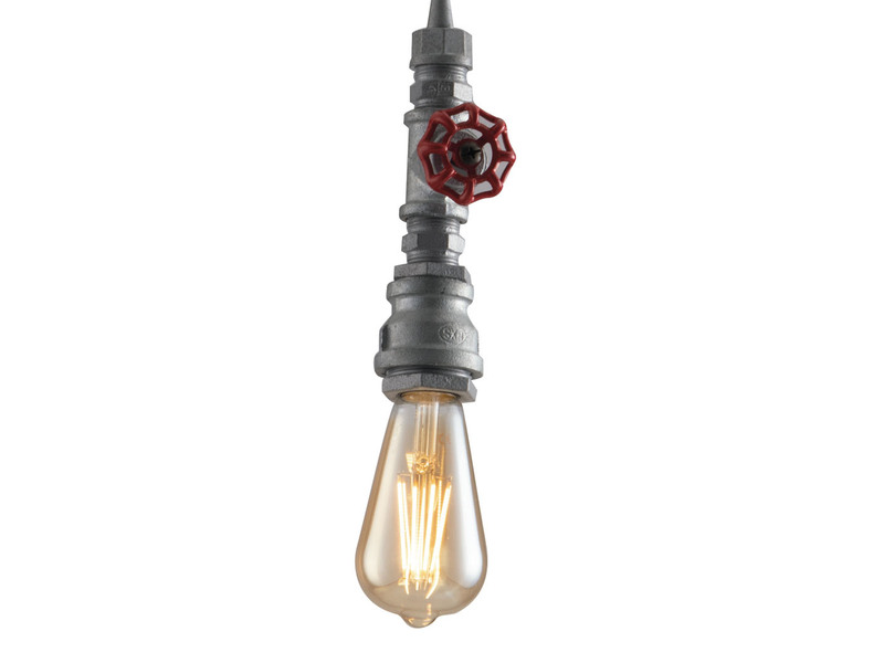 LED Pendelleuchte in Industrial Wasserrohr Optik Grau Antik, Höhe 120cm