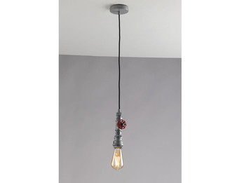 LED Pendelleuchte in Industrial Wasserrohr Optik Grau Antik, Höhe 120cm