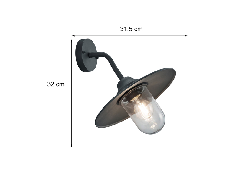 Vintage Außenwandleuchte BRENTA in Anthrazit, Höhe 32cm