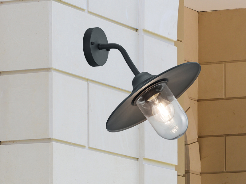 Vintage Außenwandleuchte BRENTA in Anthrazit, Höhe 32cm