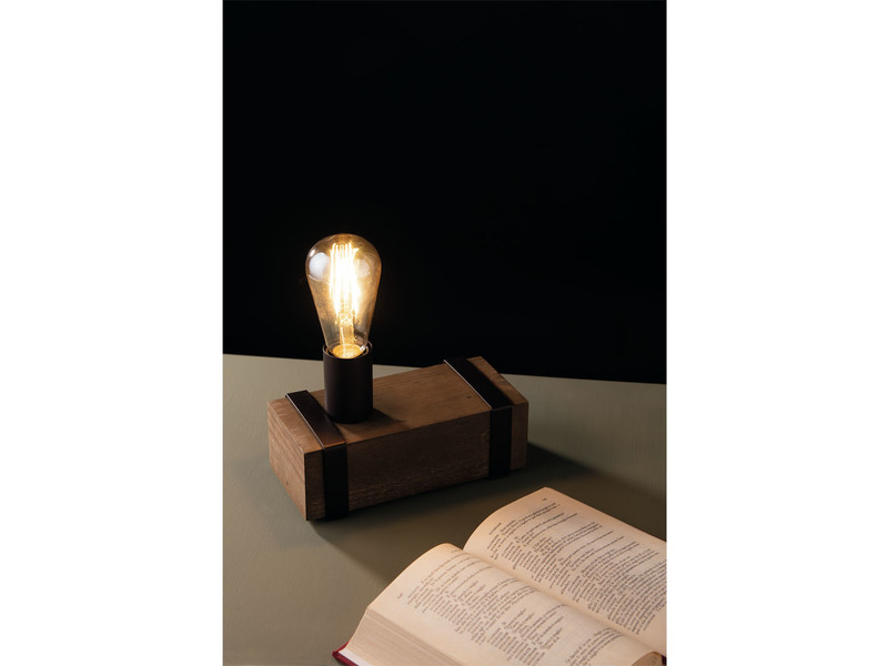 Ausgefallene Holzbalken Industriedesign Tischlampe 1 flammig mit Vintage LED