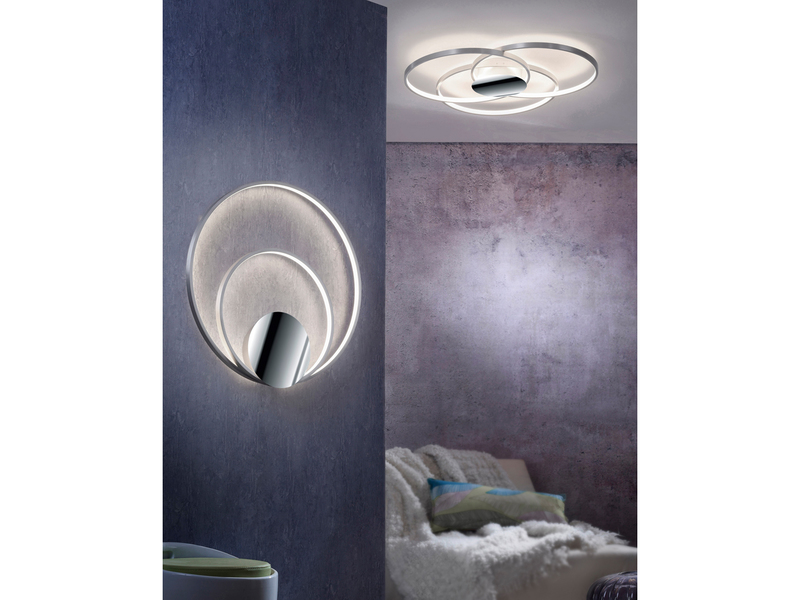 Große LED Deckenlampe SEDONA Schwarz, dimmbar über Schalter Ø 80cm
