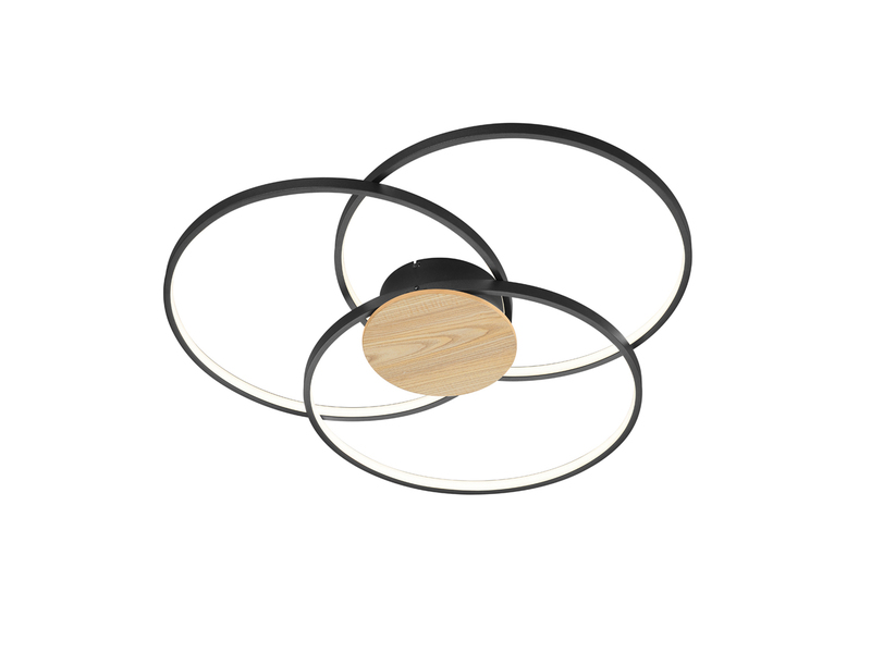 Große LED Deckenlampe SEDONA Schwarz, dimmbar über Schalter Ø 80cm