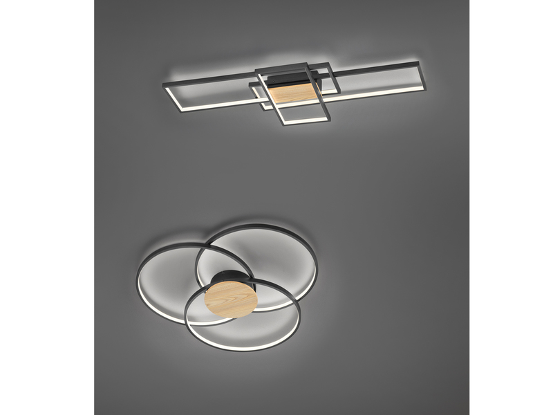 Große LED Deckenlampe SEDONA Schwarz, dimmbar über Schalter Ø 80cm